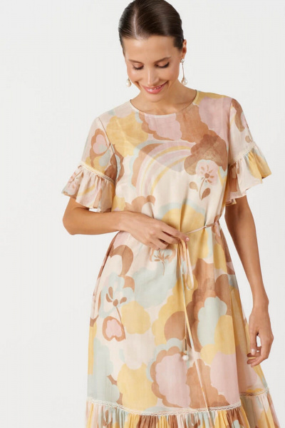 Платье Nelva 51666 желтый_принт - фото 2