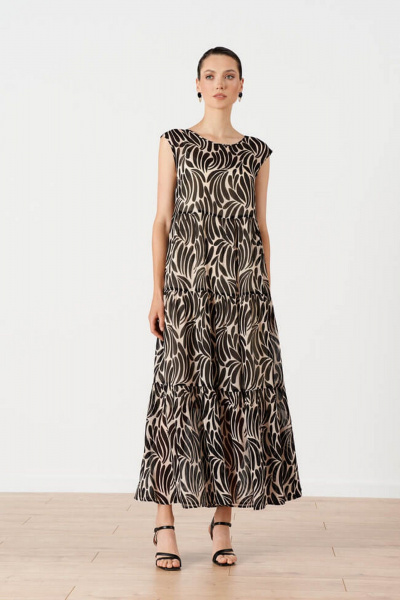 Платье Nelva 51671 черно-бежевый_принт - фото 2