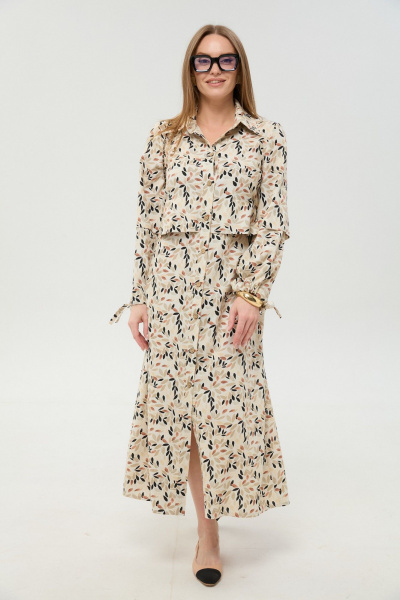 Платье NikVa 944-11 песочный_мультиколор - фото 7