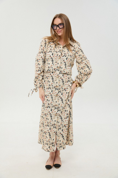 Платье NikVa 944-11 песочный_мультиколор - фото 1