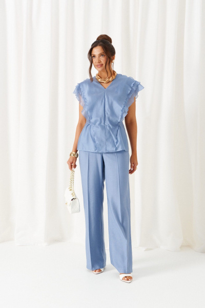 Блуза, брюки Beautiful&Free 6467 голубой - фото 3