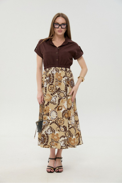 Платье NikVa 1050-2 шоколад_и_шоколадный_мультиколор - фото 1