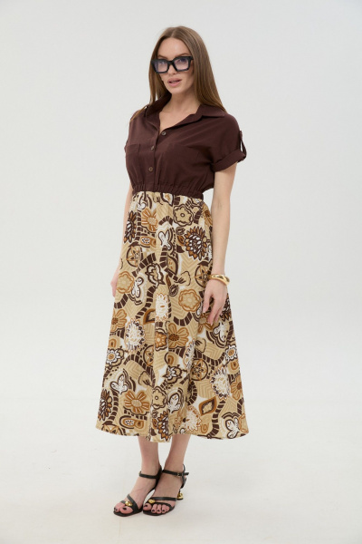 Платье NikVa 1050-2 шоколад_и_шоколадный_мультиколор - фото 2