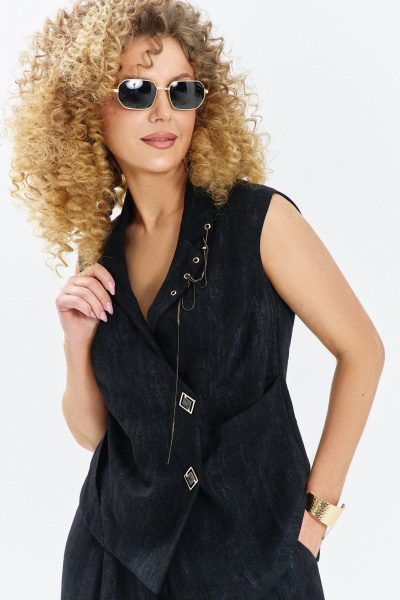 Брюки, жилет Euromoda 720 черный_меланж - фото 2