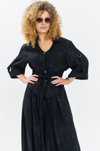 Блуза, брюки Euromoda 716 черный_меланж - фото 3