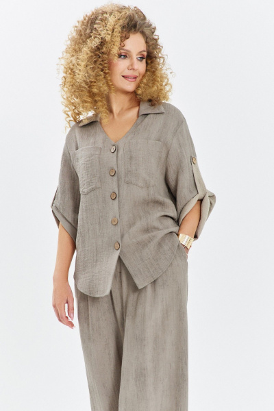 Брюки, рубашка Euromoda 714 бежевый_меланж - фото 2