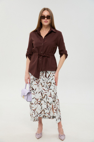Жакет, юбка NikVa 980-6 шоколад_и_ листья_мультиколор - фото 5