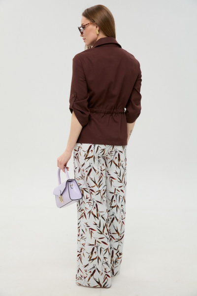 Брюки, жакет NikVa 981-6 шоколад_и_листья_мультиколор - фото 7