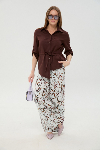 Брюки, жакет NikVa 981-6 шоколад_и_листья_мультиколор - фото 6