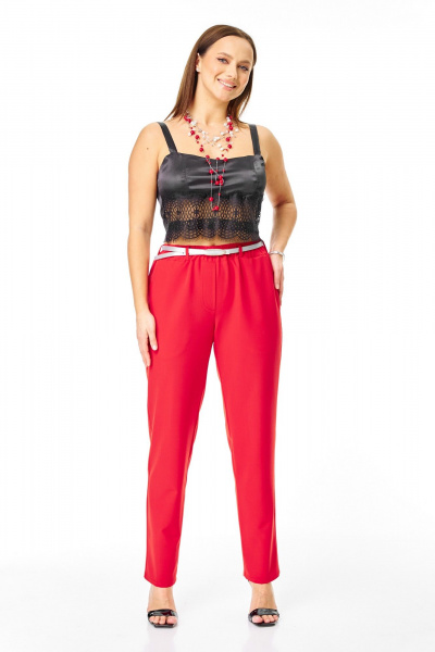 Брюки, топ T&N 7743 черно-красный - фото 2