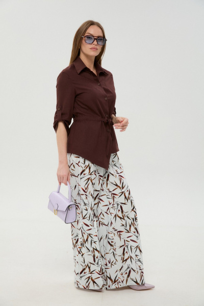 Брюки NikVa 977-11 листья_мультиколор - фото 1