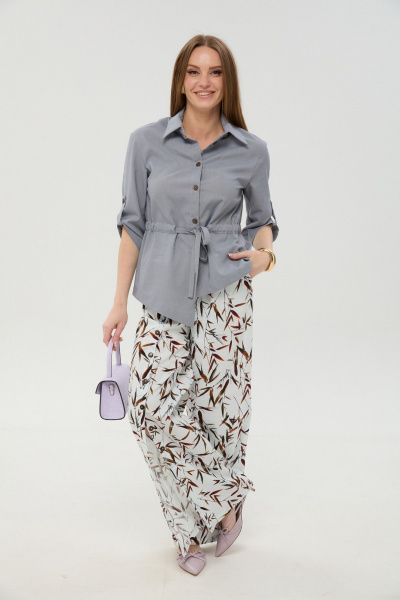 Брюки, жакет NikVa 981-8 серый_и_листья_мультиколор - фото 1