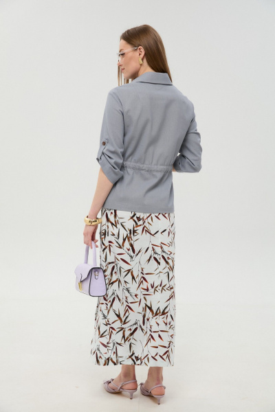 Жакет, юбка NikVa 980-8 серый_и_листья_мультиколор - фото 6