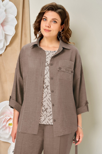 Блуза, брюки, жакет VOLNA 1467 капучино - фото 4