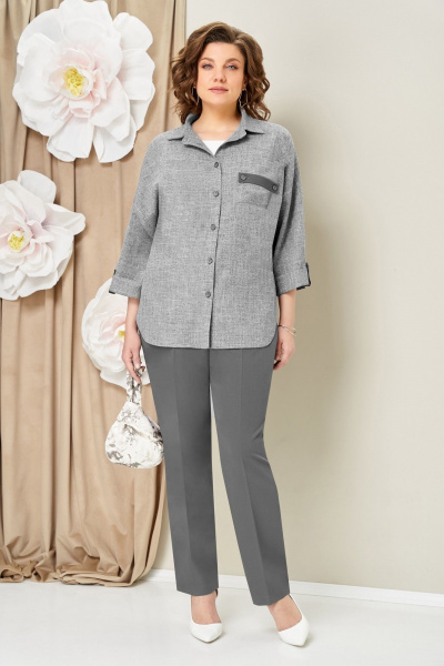 Блуза, брюки, жакет VOLNA 1467 серый - фото 3