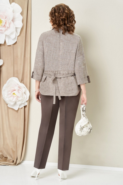 Блуза, брюки, жакет VOLNA 1467 коричнево-бежевый - фото 4