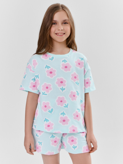Футболка, шорты Mark Formelle 397741/25-41458П-0 цветочки_на_св.бирюзовом - фото 1