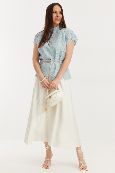 Блуза, юбка Магия моды 2706 голубой, молочный - фото 1