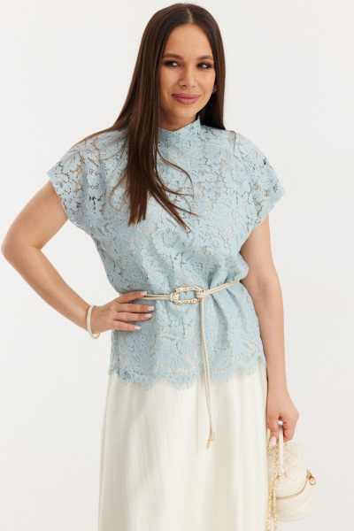 Блуза, юбка Магия моды 2706 голубой, молочный - фото 3