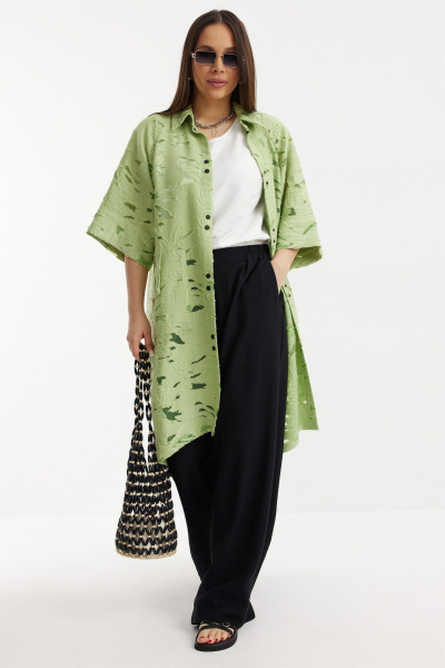 Брюки, кардиган, топ Магия моды 2711 лайм, черный, белый - фото 7