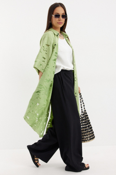 Брюки, кардиган, топ Магия моды 2711 лайм, черный, белый - фото 6