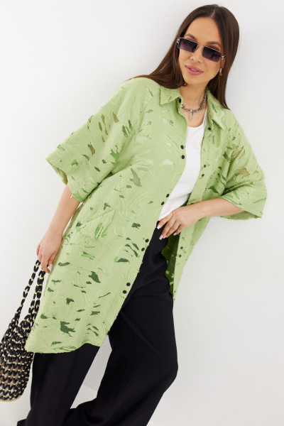 Брюки, кардиган, топ Магия моды 2711 лайм, черный, белый - фото 4