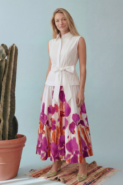 Платье Lokka 1923 белый_фиолетовый_бордо - фото 1