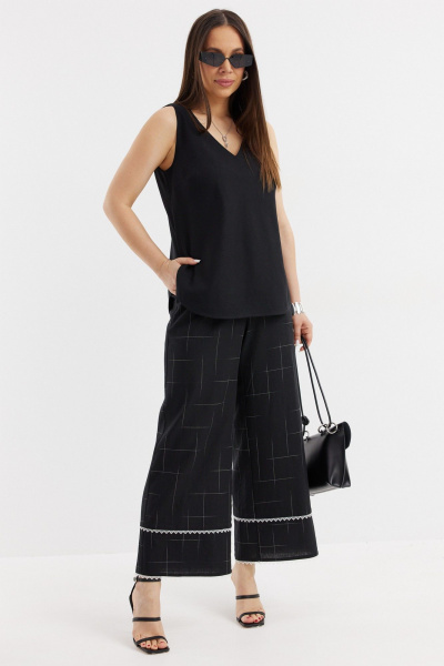 Брюки, кардиган, топ Магия моды 2712 белый, черный - фото 4