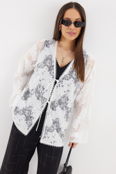 Брюки, кардиган, топ Магия моды 2712 белый, черный - фото 2