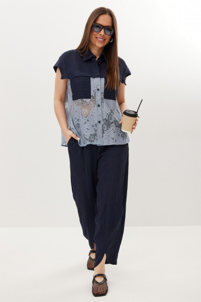 Блуза, брюки Магия моды 2713 синий, голубой - фото 2