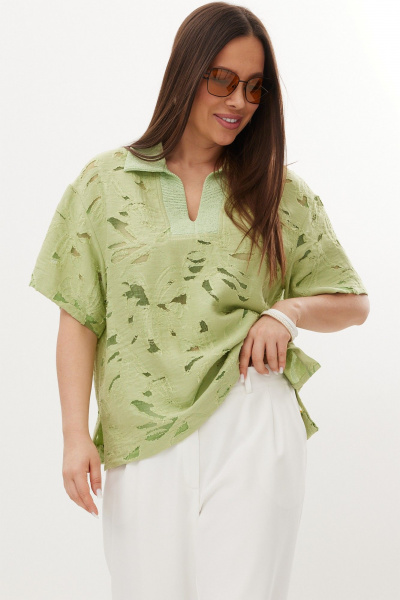 Блуза, брюки Магия моды 2729 фисташковый, белый - фото 4