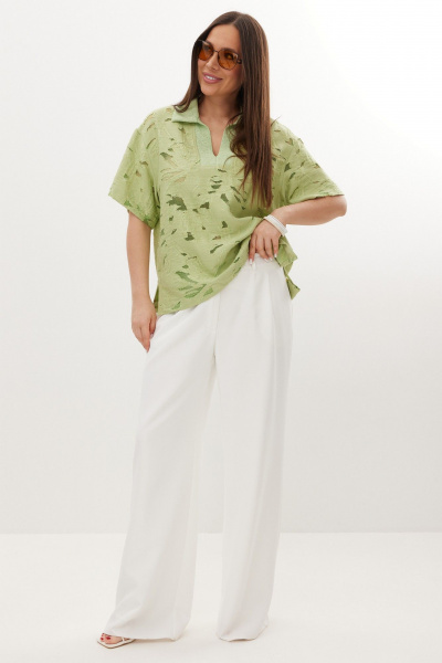 Блуза, брюки Магия моды 2729 фисташковый, белый - фото 2