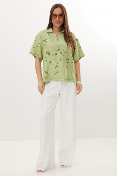 Блуза, брюки Магия моды 2729 фисташковый, белый - фото 1