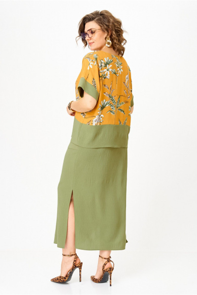 Блуза, юбка Anastasia м-1361 олива_принт - фото 10