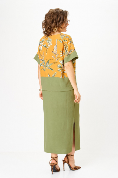 Блуза, юбка Anastasia м-1361 олива_принт - фото 9