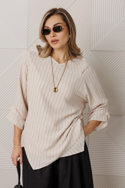 Блуза, брюки Anastasia м-1360 молочный_черный - фото 7