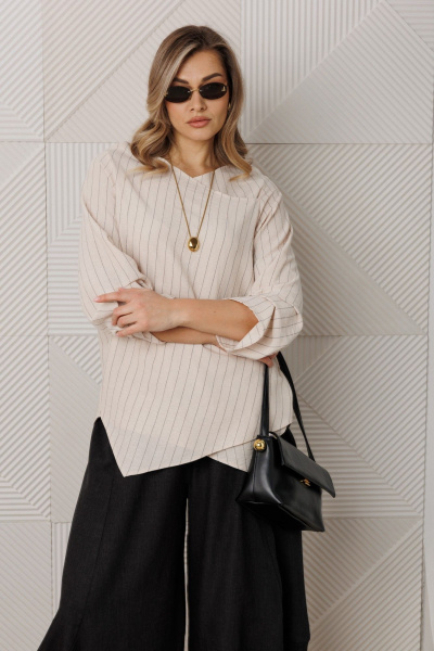 Блуза, брюки Anastasia м-1360 молочный_черный - фото 6