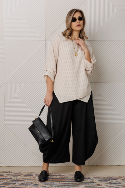 Блуза, брюки Anastasia м-1360 молочный_черный - фото 4