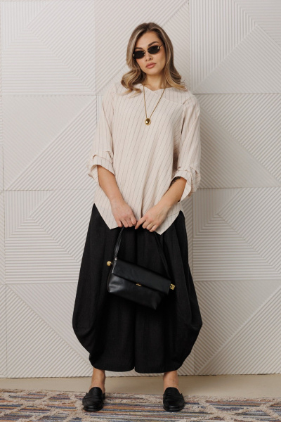 Блуза, брюки Anastasia м-1360 молочный_черный - фото 2