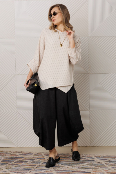 Блуза, брюки Anastasia м-1360 молочный_черный - фото 1