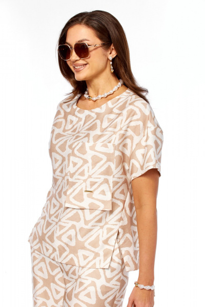 Блуза, брюки Taita plus 2611/5 беж_абстракция - фото 8