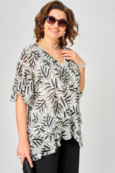 Блуза EVA GRANT 198-1 принт_листики - фото 9