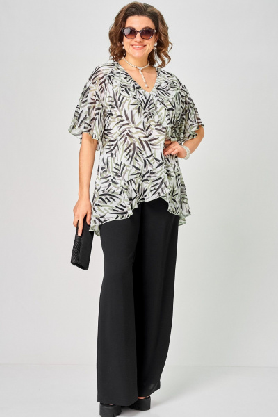 Блуза EVA GRANT 198-1 принт_листики - фото 7
