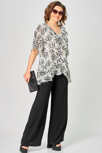Блуза EVA GRANT 198-1 принт_листики - фото 6