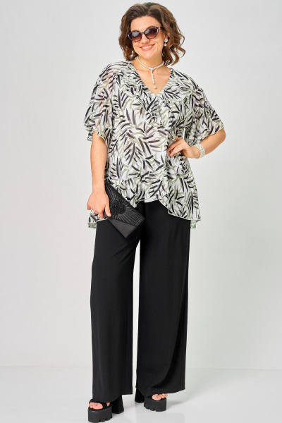 Блуза EVA GRANT 198-1 принт_листики - фото 3