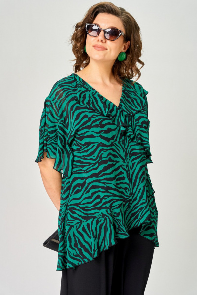 Блуза EVA GRANT 198-1 принт_изумруд - фото 10