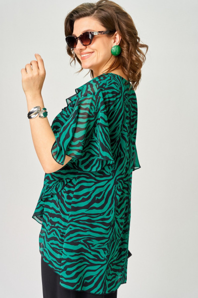 Блуза EVA GRANT 198-1 принт_изумруд - фото 8