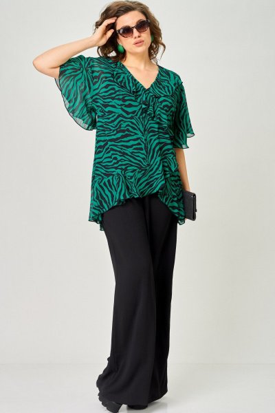 Блуза EVA GRANT 198-1 принт_изумруд - фото 6