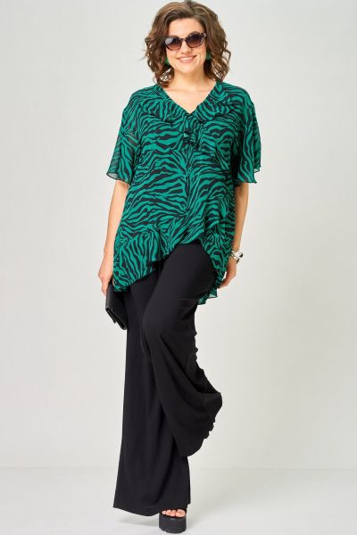 Блуза EVA GRANT 198-1 принт_изумруд - фото 3