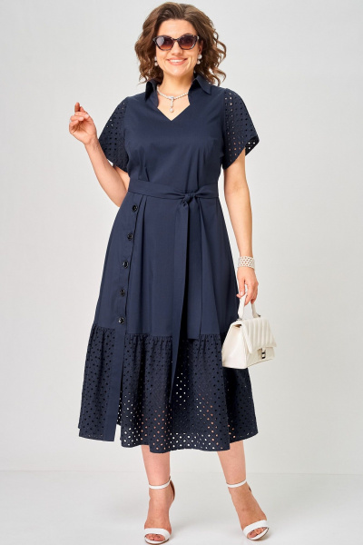 Платье EVA GRANT 7325 темно-синий - фото 4